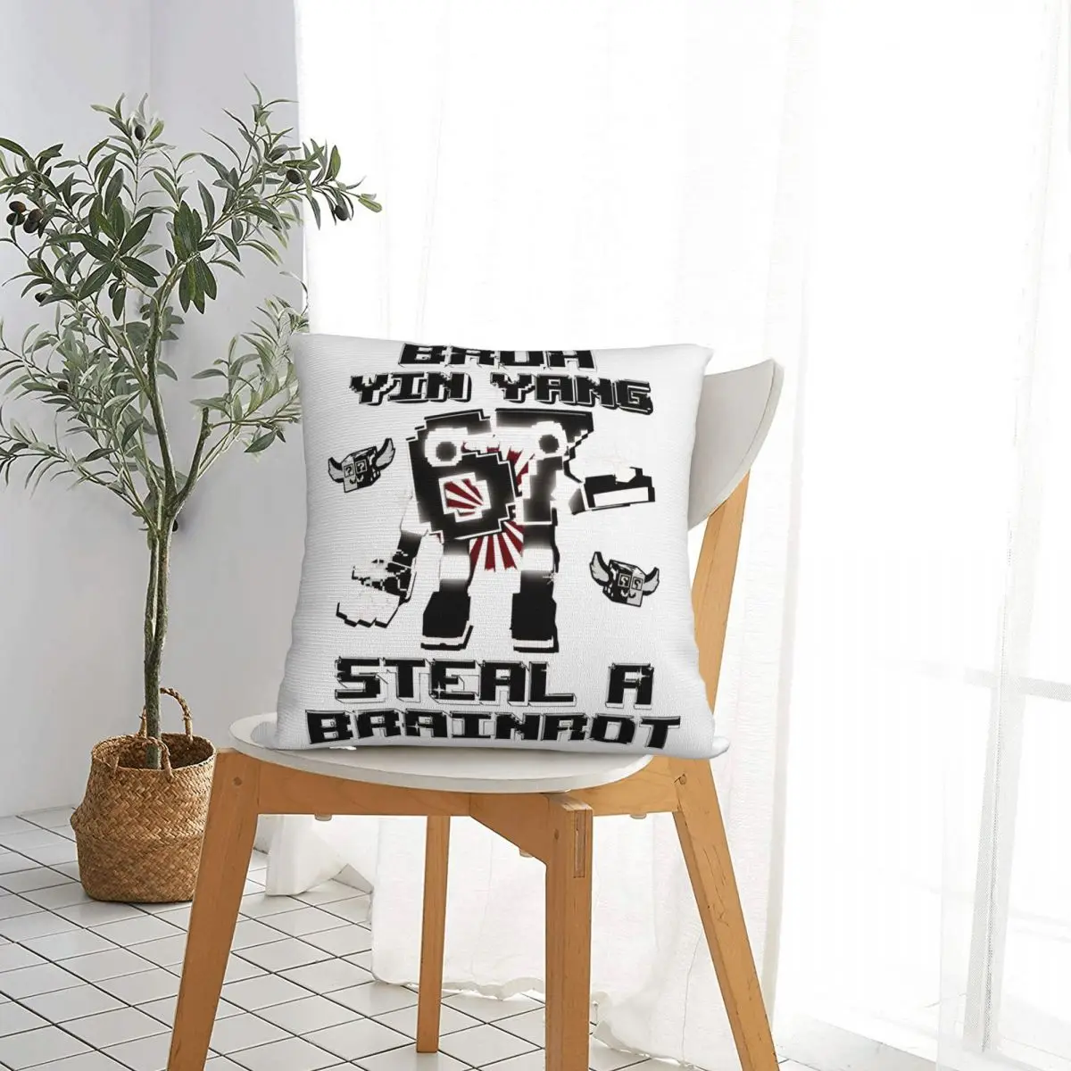 Bruh Yin Yang 67 Six Seven 6-7 Funny Brainrot Steal A Brainrot Pillow Case Cushion Cover Decorative Pillowcase for Sofa 18