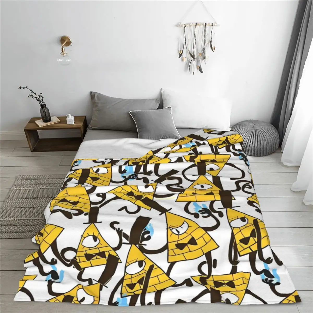 Gravity Falls Bill Cipher Knitted Blanket Flannel Cartoon Anime Ultra-Soft Throw Blanket for Outdoor Travel Bedspread