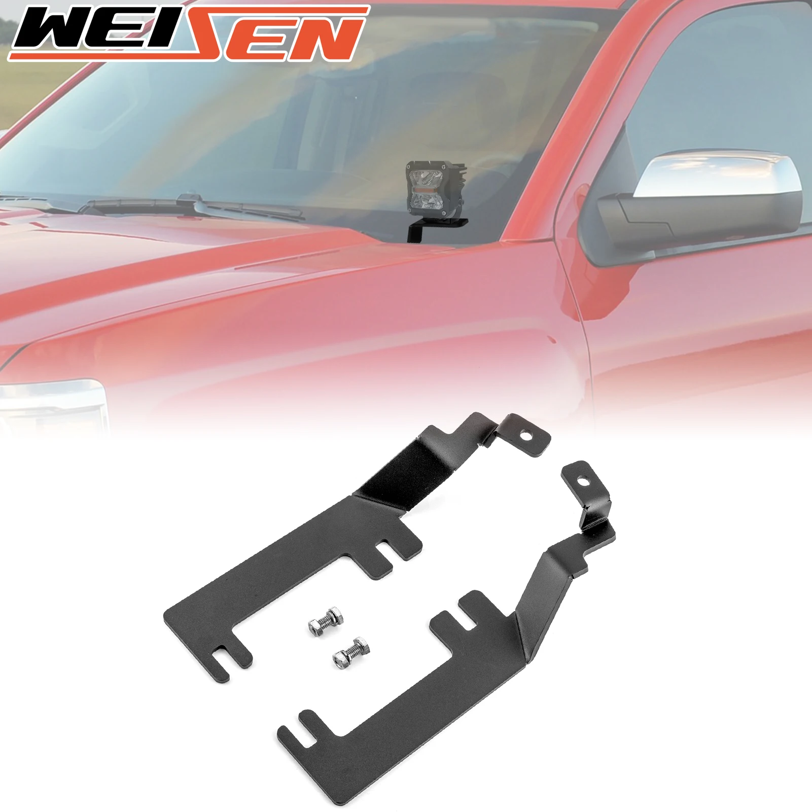 Para 2015-2019 Chevrolet Silverado y GMC Sierra 2500HD 3500HD bisagra de capó soporte de montaje LED compatible con luz LED auxiliar todoterreno