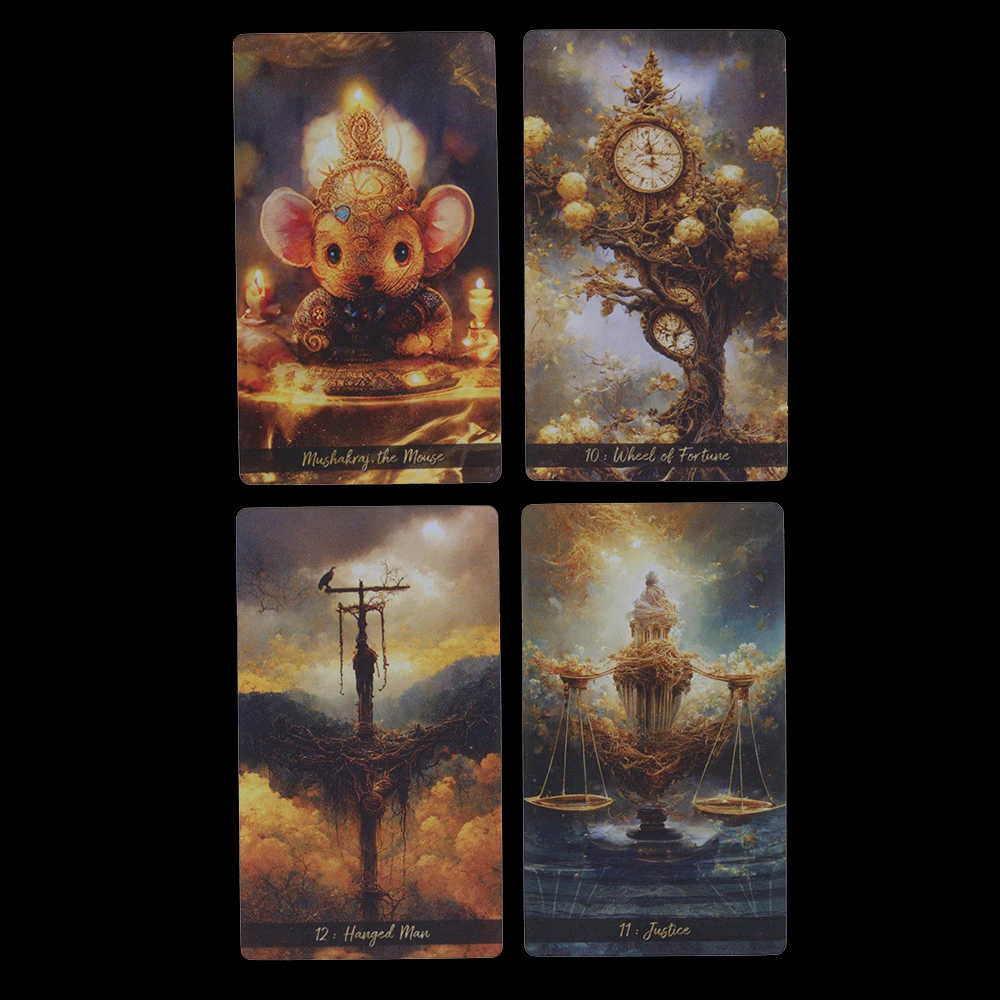 12x7cm Golden Journey Tarot deck pernah datang setiap kartu adalah pekerjaan Seni penuh warna dengan buku panduan ramalan