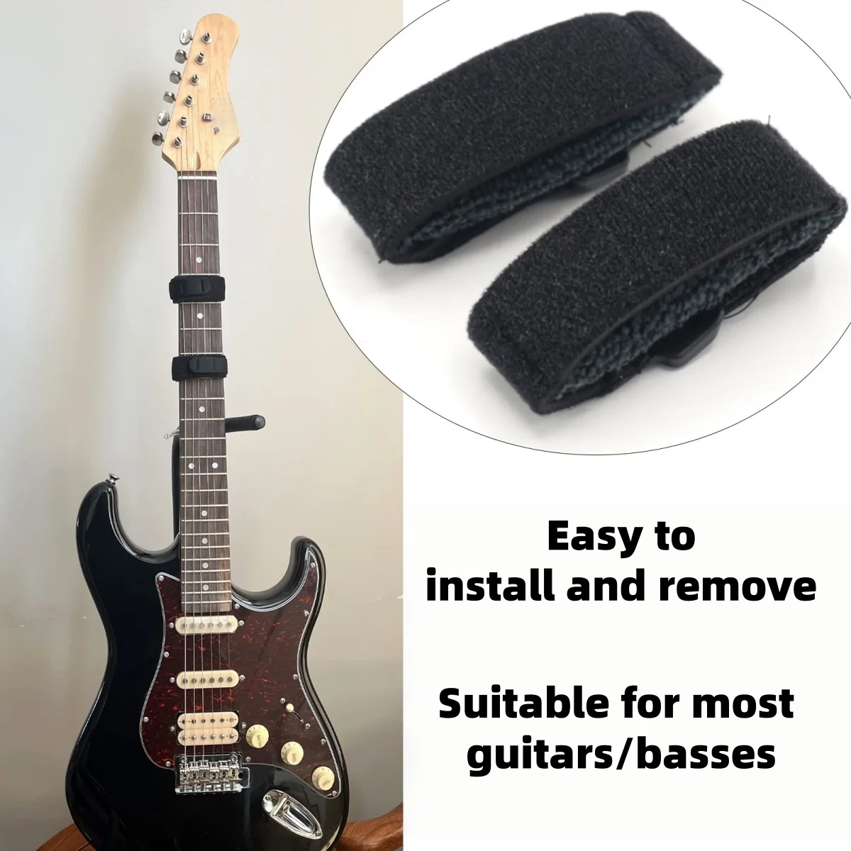 Miwayer جيتار سلسلة كتم المثبط الأسود الأصابع كتم الشريط/قابل للتعديل باس كتم/ل 7-10 سلسلة الغيتار/5-10 سلسلة باس #5