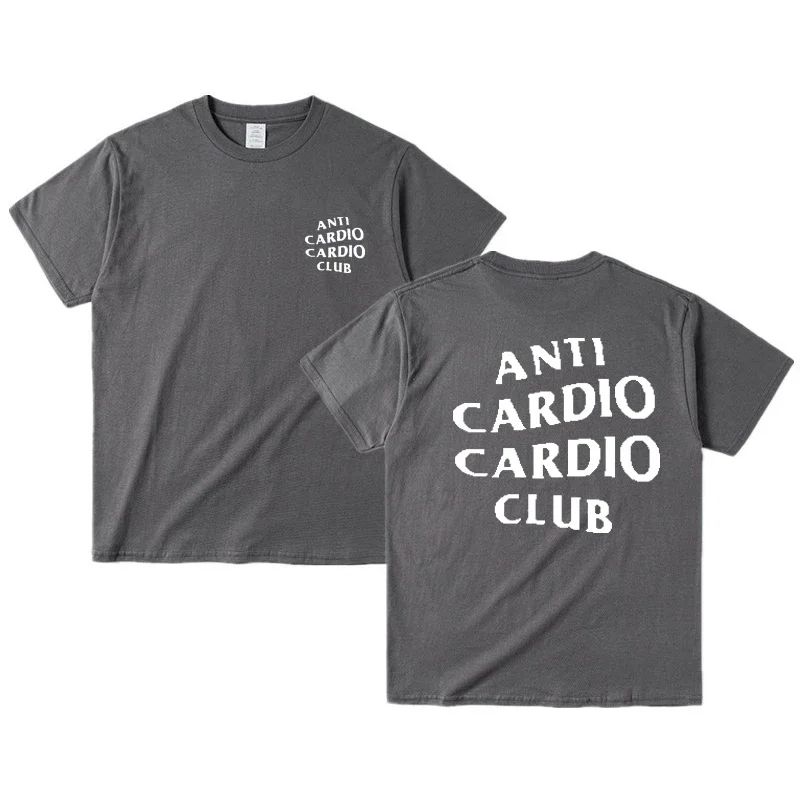 Men Clothes Plus Size Anti Cardio Club T Shirt Gym Life Letter Print T-Shirt Cotton Tshirt for Women Oversize Male Tee Summer