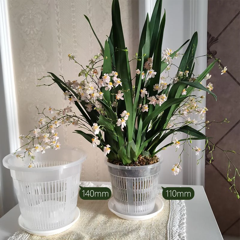 11/14cm siateczkowa doniczka przezroczysta doniczka do kontroli korzeni dla kwiat orchidei oddychającego pojemnika do wzrostu plastikowa doniczka do