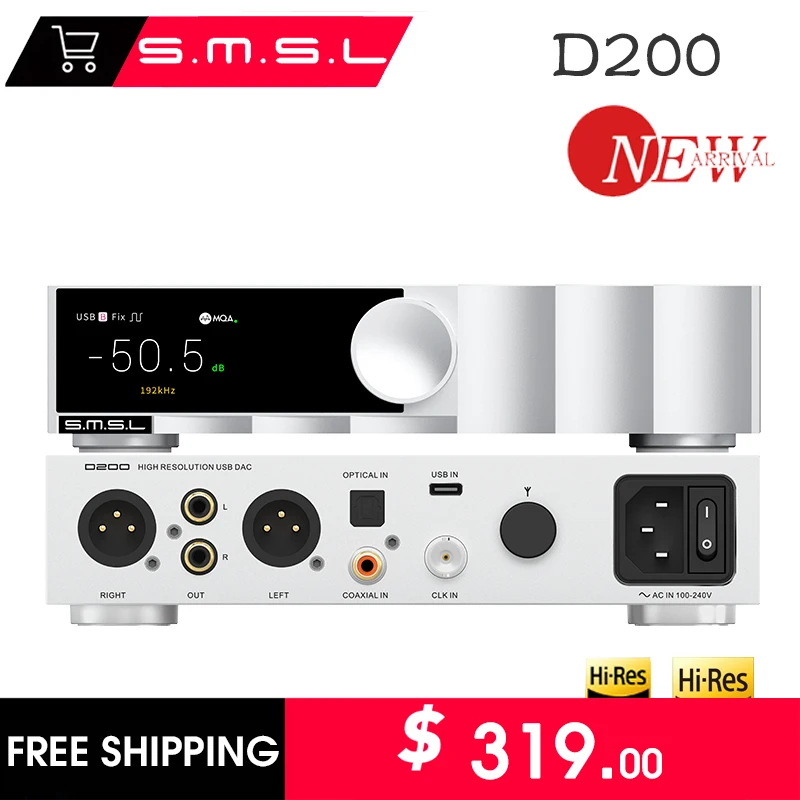 SMSL D200 Digital Audio Decoder DAC Music Bluetooth Decoder MQA ROHM BD34352EKV Chip HIFI Fever Grade Support Clock Input new
