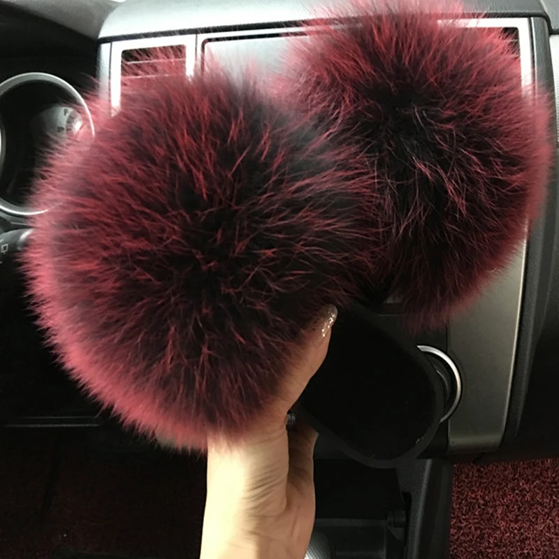 Summer Fox Fur Slides Fluffy Women Designer Luxury Cute Plush Real Fur Slippers Female Furry Sandals Home Flats Wholesale