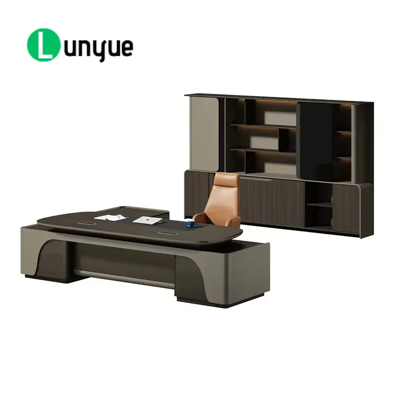 Modern L Shaped Wooden Executive Desk for CEO Manager Office Computer Workstation Large Boss Table Home Business Furniture