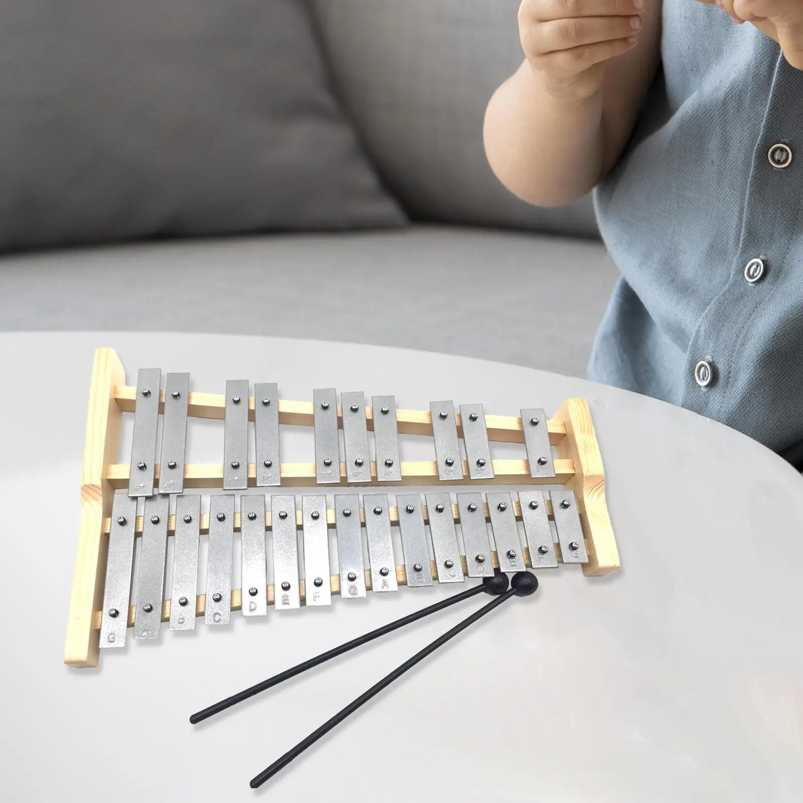 25 Notes Metal Keys Xylophone Glockenspiel Percussion Instrument for Kids Beginner Musical Toy for Home and Class