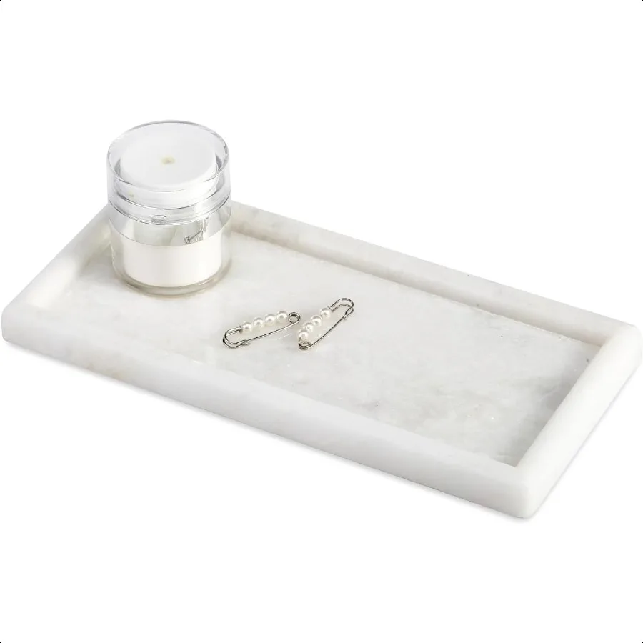 

African Natural Marble Tray 10x5 Coffee Table Vanity Decorative Tray for Jewelry Watch Perfume Candle for Bedroom Bathroom Kitc