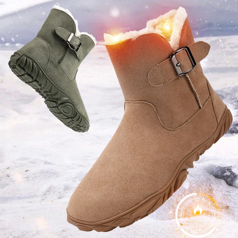 New Winter Booties Outdoor Waterproof Barefoot Boots For Men Ankle Boots Plush Warm Snow Shoes Non-slip Casual Sneakers Big Size