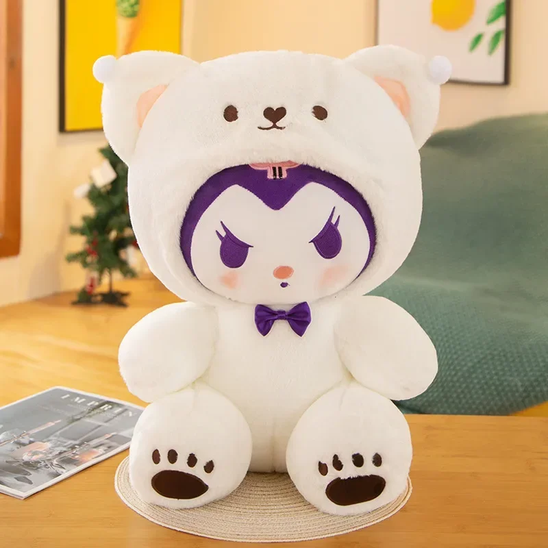 25-45cm Sanrio Plushies Kawaii Hello Kitty Cinnamonroll Kuromi Pochacco Stuffed Plush Doll Cos Bear Toys Children Birthday Gifts