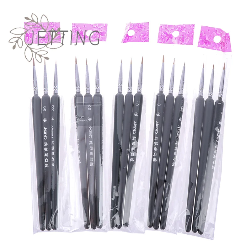HOT 3pcs Brush 0/ 00/ 000 Wolf Hair Brushes Set for Detail Art Painting Miniature Acrylic Watercolor Oil Gouache Paint Brush Pen