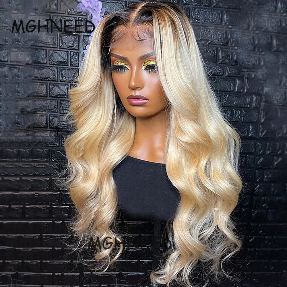 Perruque Body Wave Lace Front Wig naturelle, cheveux humains, blond 613, 13x4, 13x6, transparente