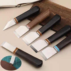 Flat/Oblique Head Leather Cutting Knife Hand Carving Craft  Tool DIY Leather Vegetable Tanning Cutting Tool for Thin Edging