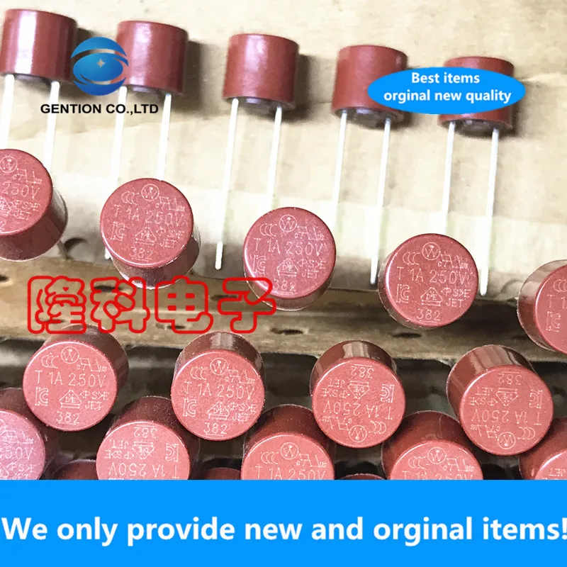 20PCS 100% New original T1A250V Lit imported red round miniature fuse 1A 382 series cylindrical slow-melt power supply
