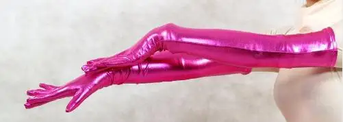 Femme bleu brillant métallique sexy gants fétiche unisexe zentai costume classique costumes d'halloween