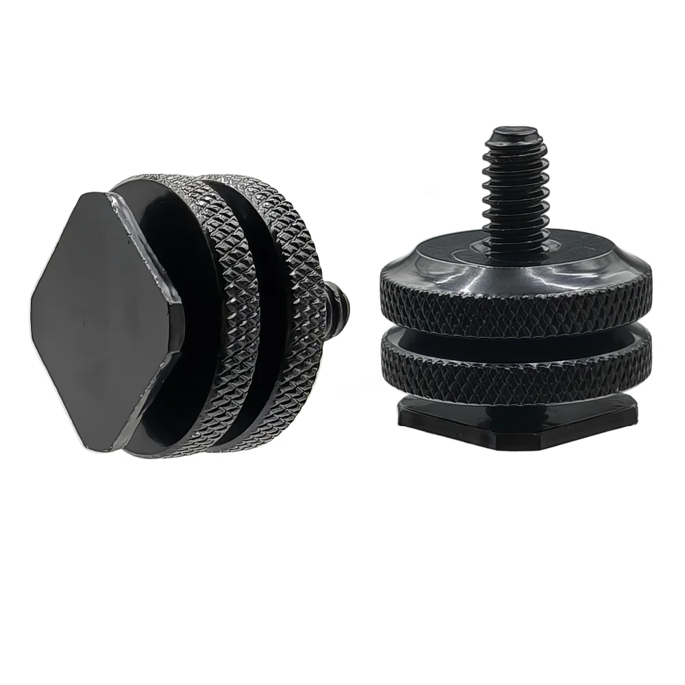 Aluminum Alloy Cold Shoe Dual Nut 1/4 Hot Shoe Mount Adapter Tripod Screw Flash Mount for LED Monitors DSLR Camera