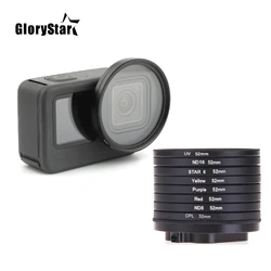 52mm Lens Filter Adapter Ring CPL UV ND8 ND16 Star 6 Red Yellow FLD/Purple for GoPro HERO 9 10 Black Camera 8 In 1 Kit