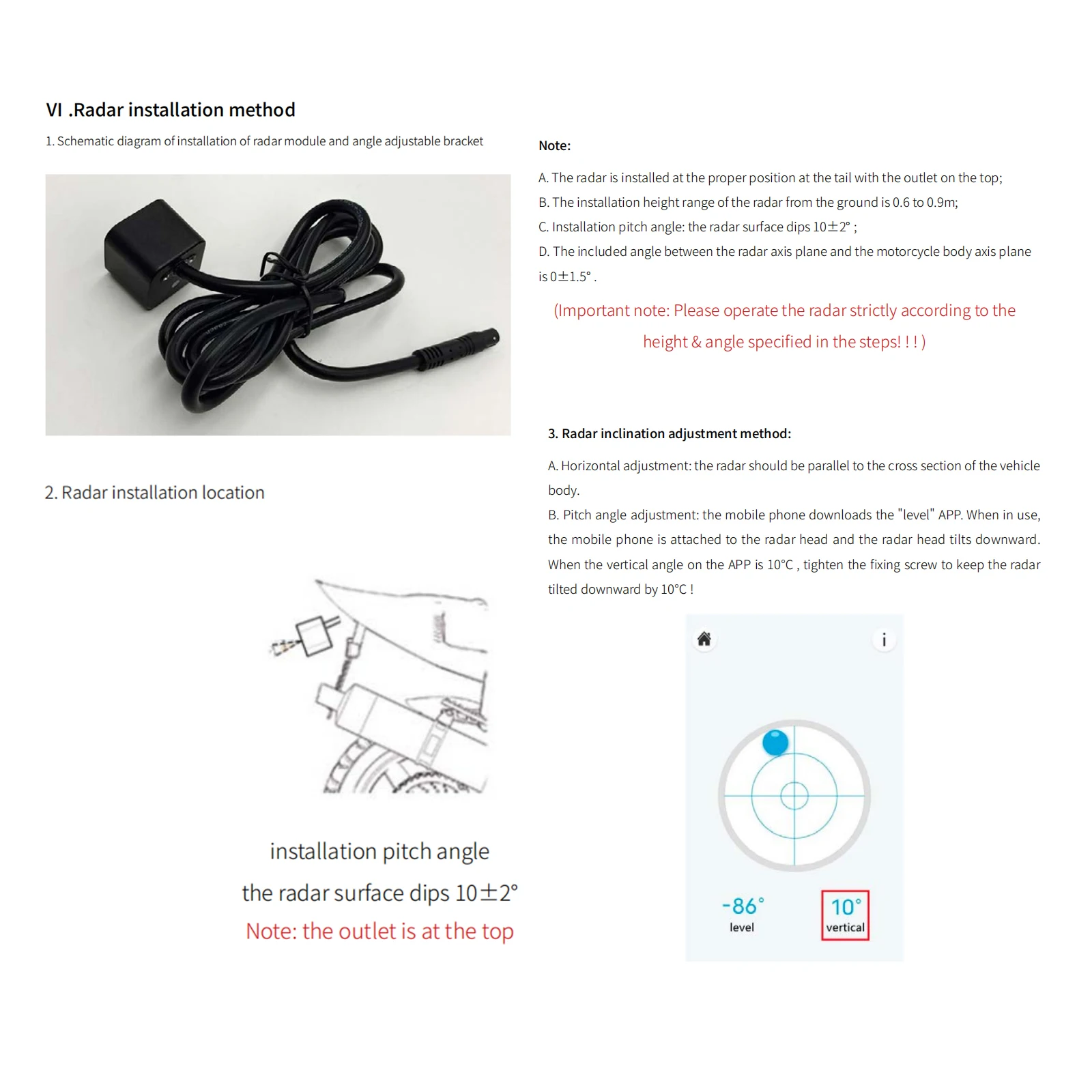 Motorcycle Blind Spot Detection System 77Ghz Millimeter Wave Radar BSD Reversing Radar Sensor Change Lane Safe 50m Range