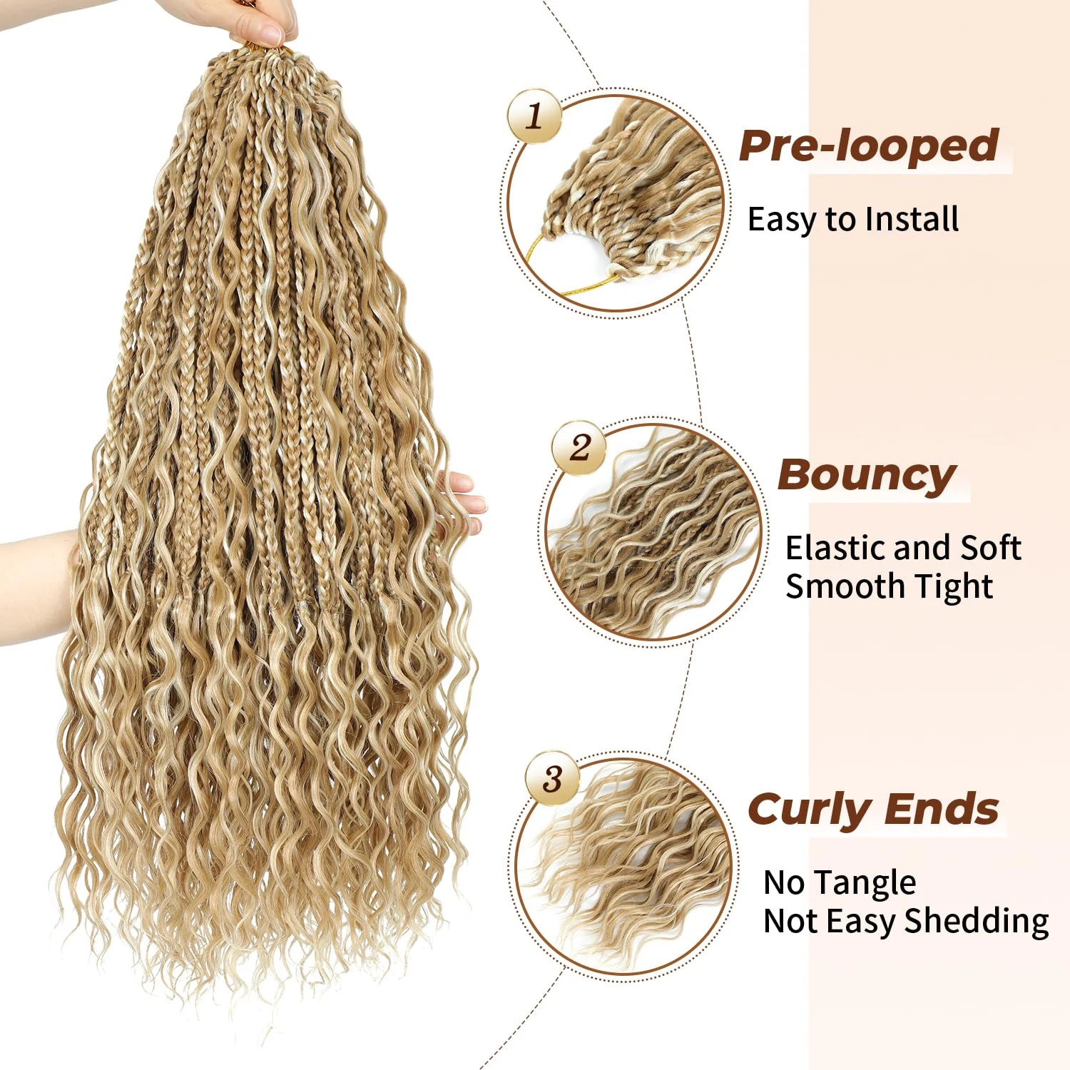 Goddess Bohemian Box Braids Crochet Hair1-7 Packs 18/24 Inch Boho Crochet Braids for Black Women Synthetic Braiding Hair