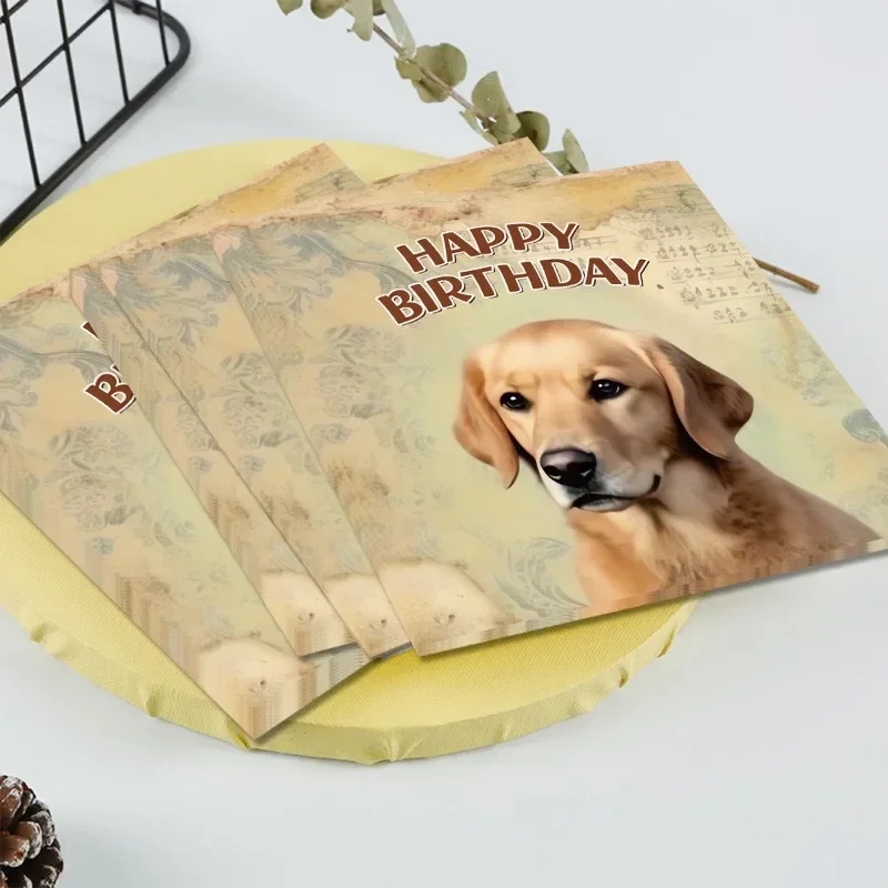 Vintage pet dog and cat birthday party decoration supplies wine glass flower paper disposable placemats 2-Ply 20pcs/Pac 33*33cm