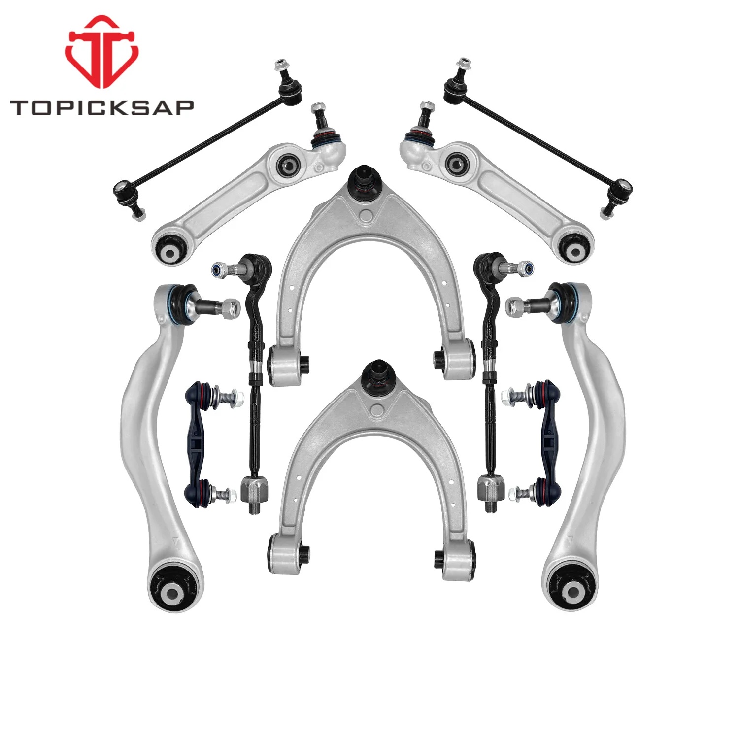 TOPICKSAP 14Pcs Front Rear Upper Control Arm Tie Rod Sway Bar Link for BMW F10 528i 535d 535i 550i 640i 650i ActiveHybrid 5 RWD