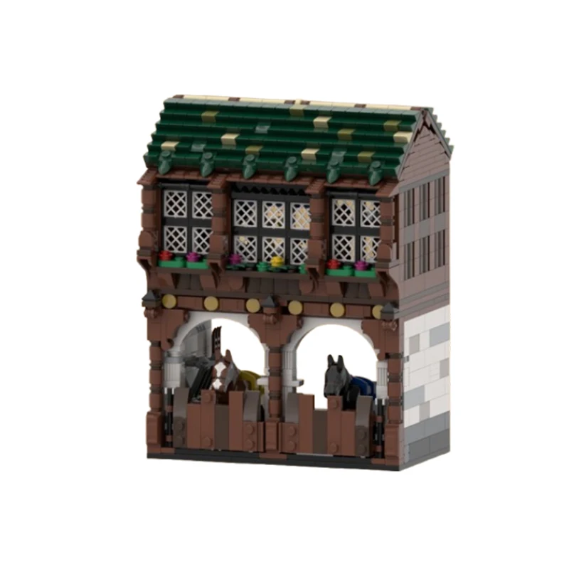 Spot small particle MOC-173636 medieval street view house building series puzzle DIY creative toy model decoration holiday gift