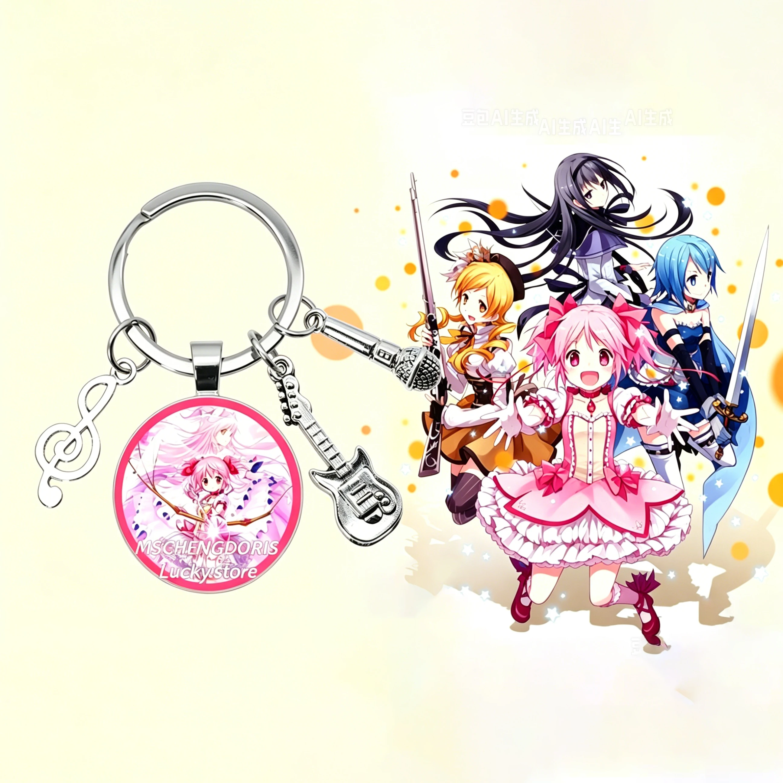 Puella Magi Madoka Magica Keychain Kaname Akemi Homura Miki Sayaka Tomoe Mami Kyoko Musician Anime Keychain Fans Gifts Jewelry