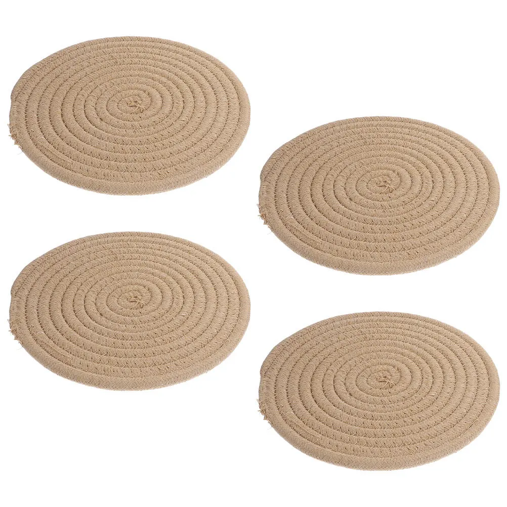 4 قطعة المفارش المستديرة المنسوجة القطن العزل الحراري وعاء حامل منصات مكافحة تحرق الجدول الحصير الوقايات متعددة الأغراض