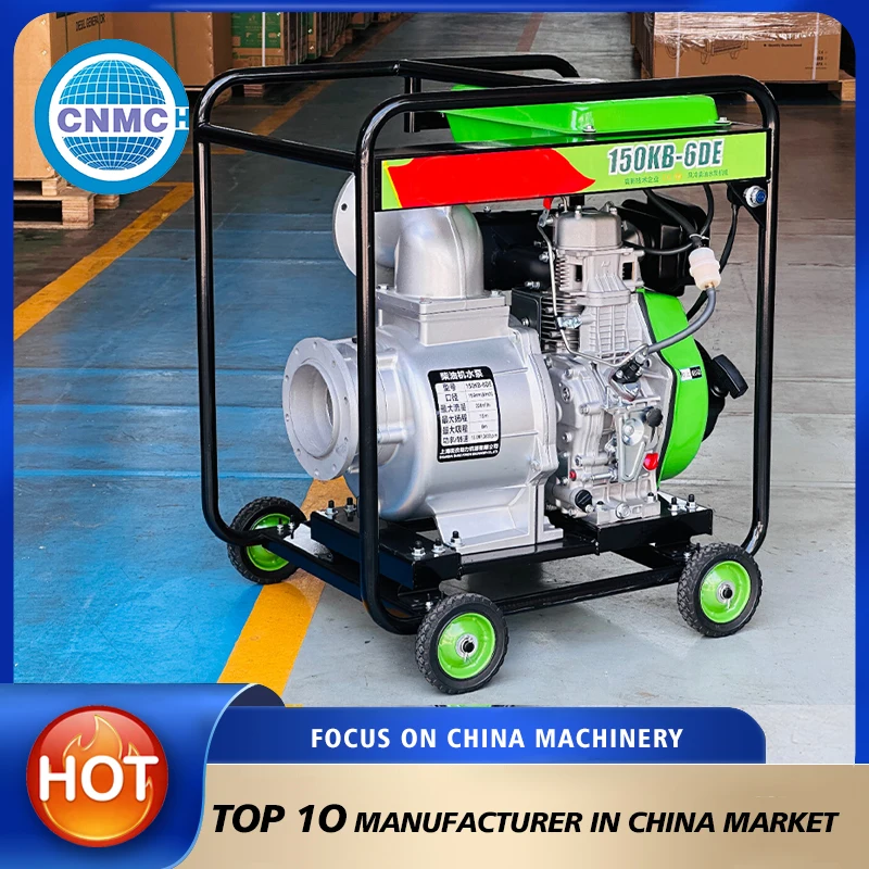 High Quality 6 Inch Mobile Diesel Water Pump 200m³/h Flow Self-priming Centrifugal Pump 535CC with Wheels for Farm Irrigation