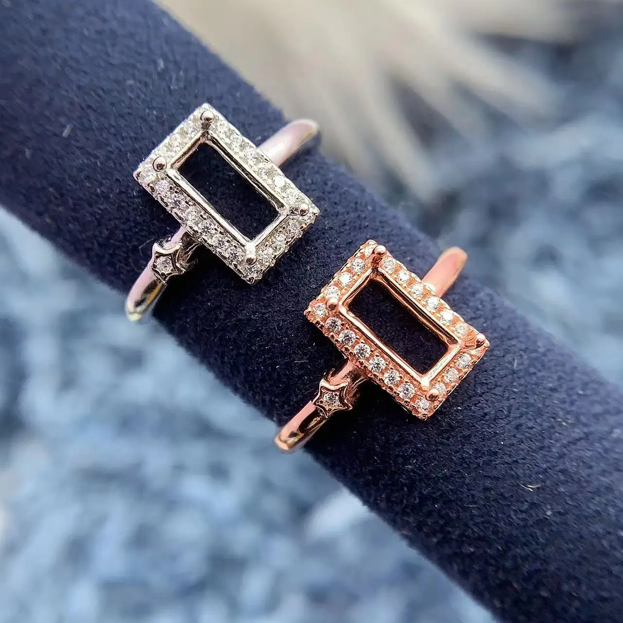 

MeiBaPJ инкрустация прямоугольная 4*8/5*10/6*12 мм S925 стерлингового серебра DIY пустой держатель для колец для женщин изысканные очаровательные свадебные украшения