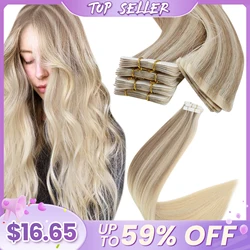 LaaVoo Seamless Hair Injection Tape in 14-24inch Brazilian Straight Hair Extensions Balayage Tape in Hair Extensions Injected