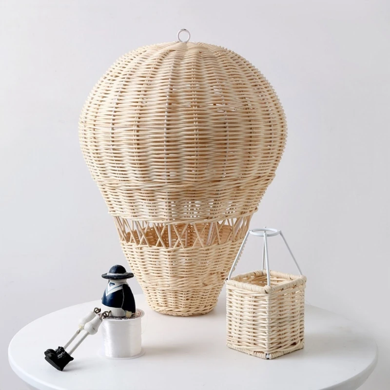 Hand-woven Rattan Hot Air Balloon Photography Prop Wall Hanging Home Decor Hot Air Balloon Shaped Crafts for Shop DropShipping