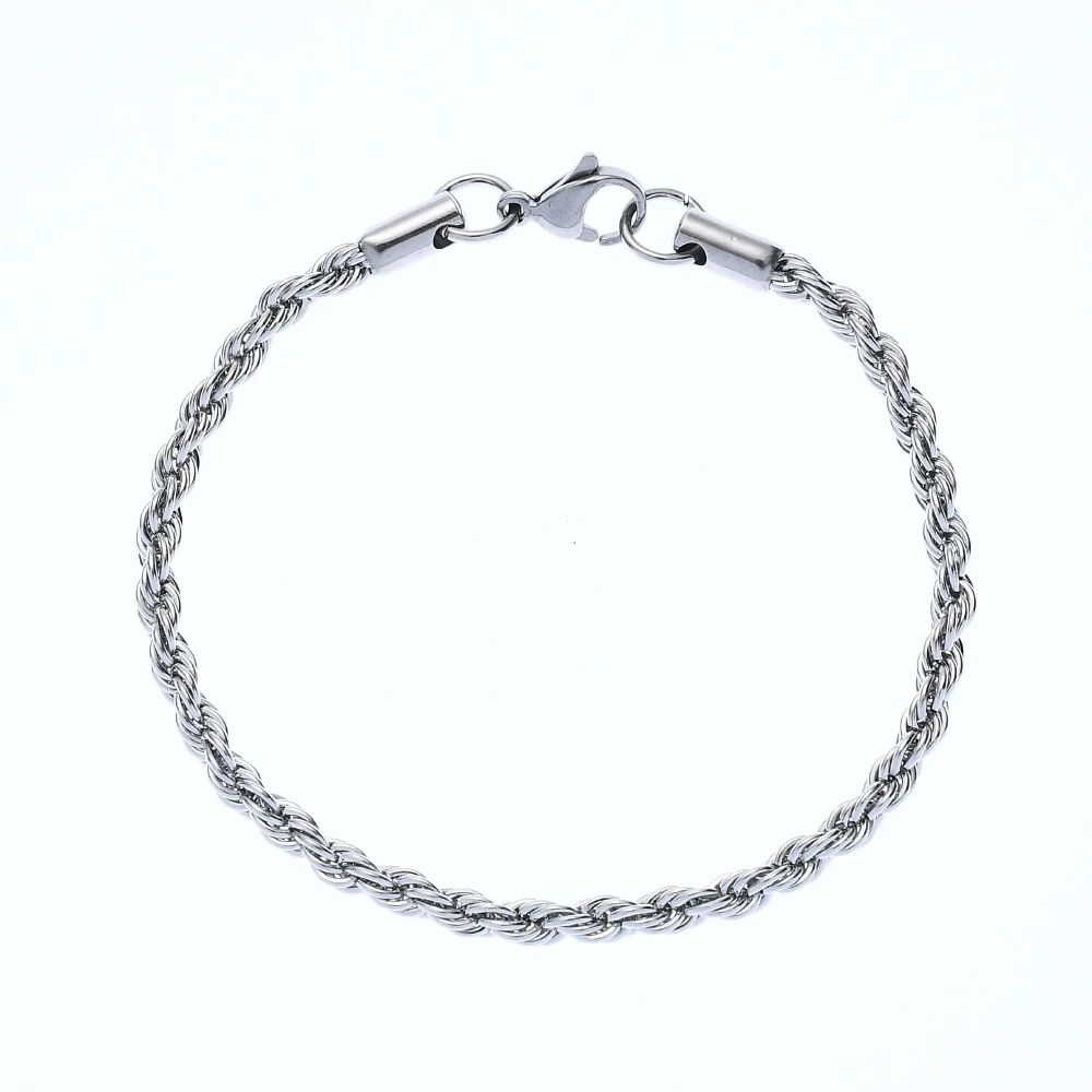 Customized Logo Name Letter 316L Stainless Steel Twist Chain Bracelet for Men and Women Fashion Party Gift Jewelry