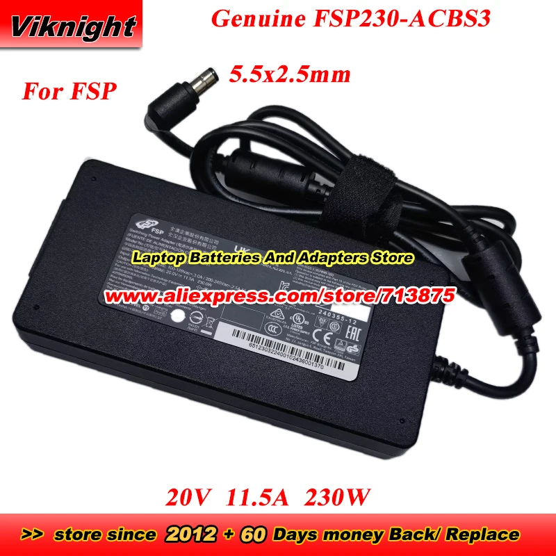 

Оригинальный адаптер переменного тока FSP 20 В, 11,5 А, 230 Вт, FSP230-ACBS3 для цветного источника питания Hasee с наконечником 5,5x2,5 мм