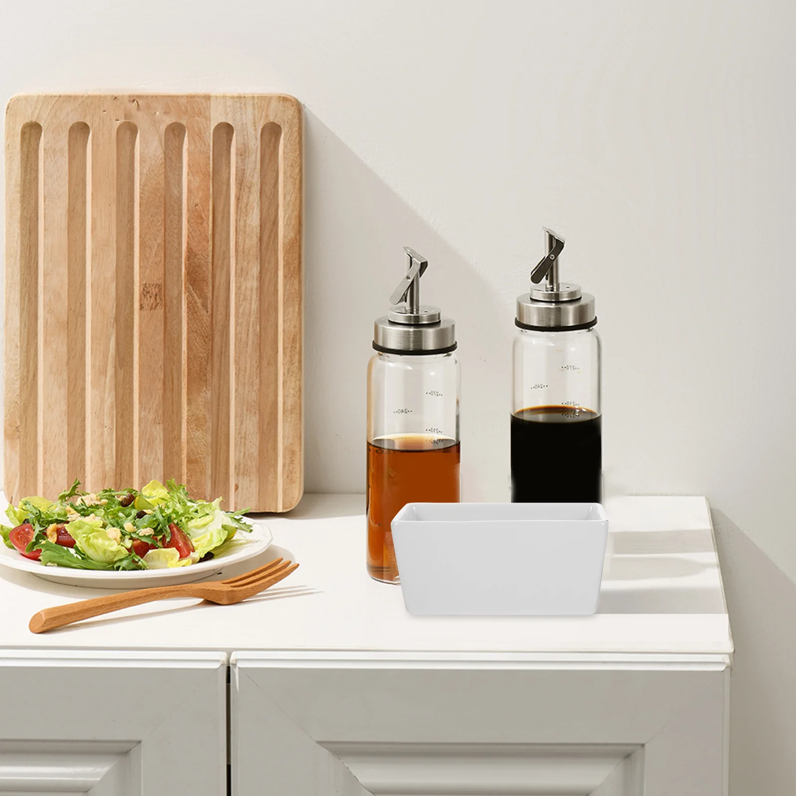 

2Pcs Elegant Ceramic Sugar Bowl Smooth Edges Dishwasher Safe for Coffee Tea 120ml Flat Bottom Rectangular Container