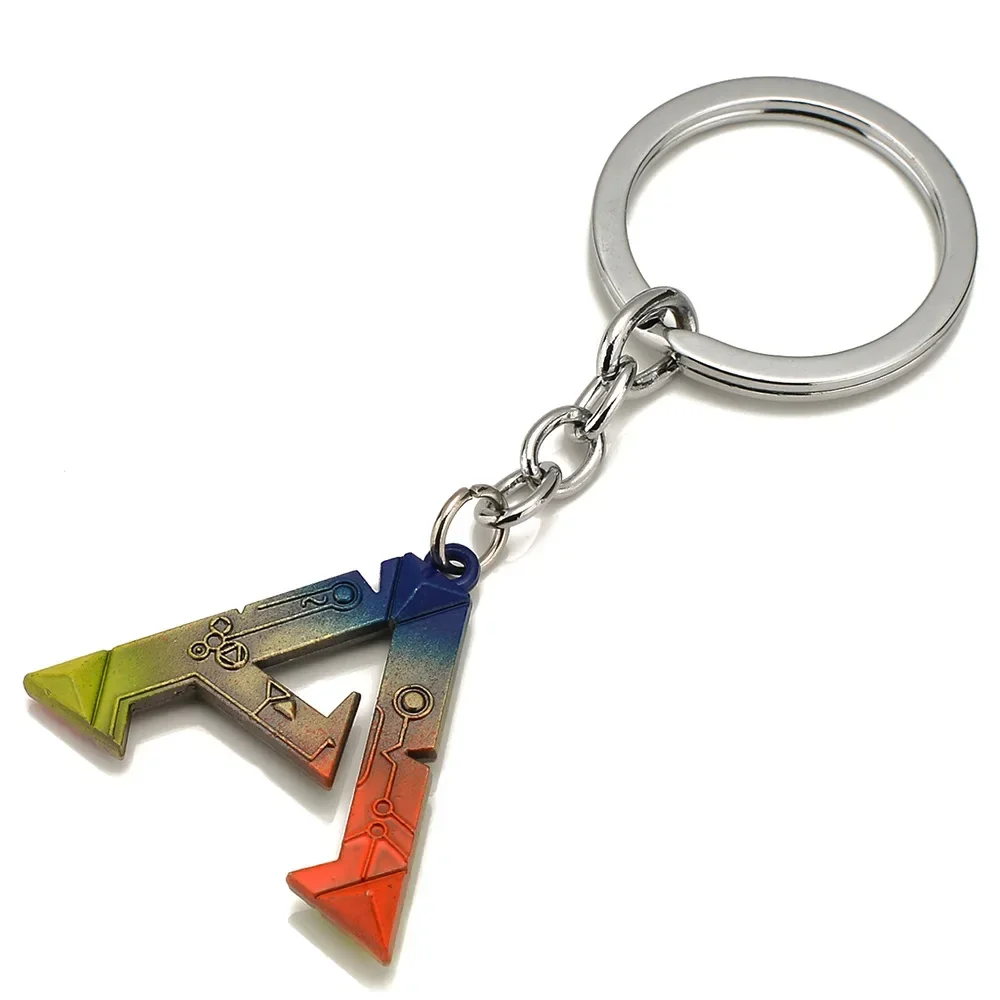 Trendy ARK Survival Evolved Metal Keychain for Men Women Rainbow Color Metal Enamel Key Ring Fans Party Jewerly Accessories Gift