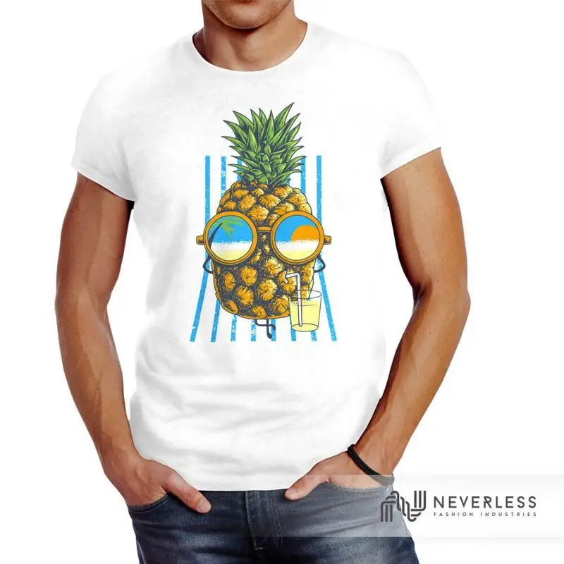Mens Chilling Pineapple Pinapple Summer Beach Cocktail Neverless® TShirt