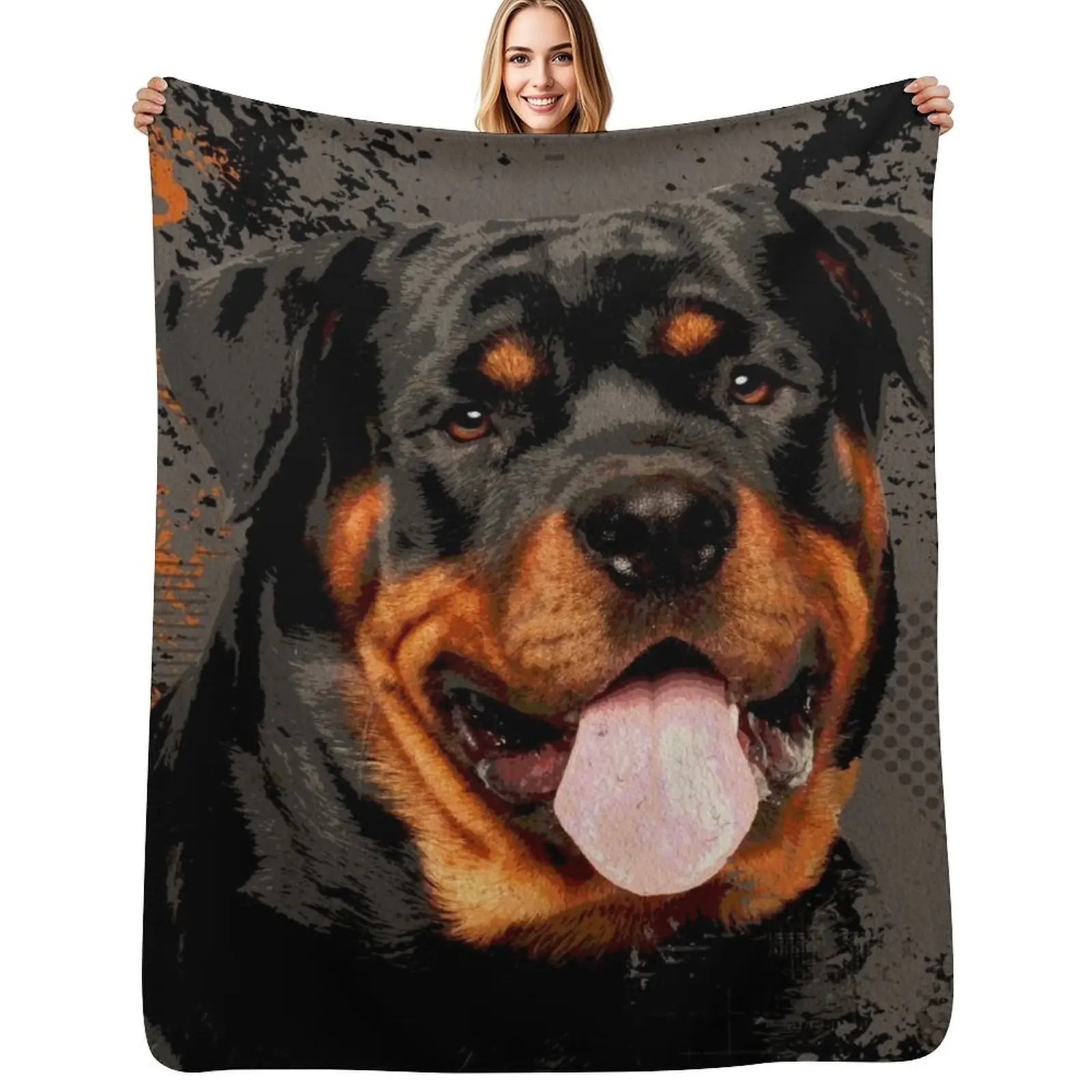 Rottweiler- Metzgerhund Digital Art Throw Blanket All Season Soft Lightweight Blanket for Home