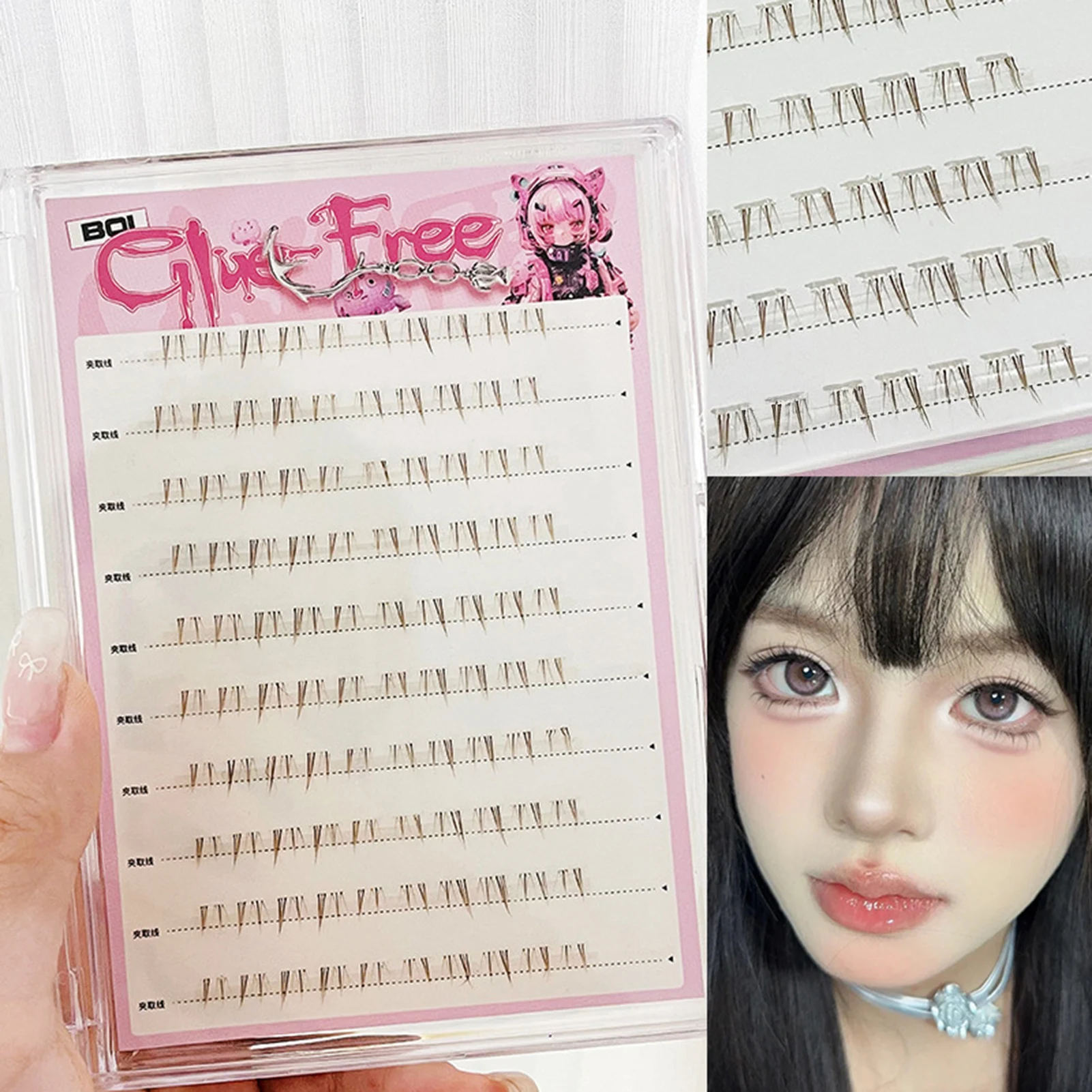 10 file Estensione ciglia naturali giornaliere Volume segmentato Ciglia Manga individuali Visone Ciglia finte Cluster Ciglia Strumento per il trucco