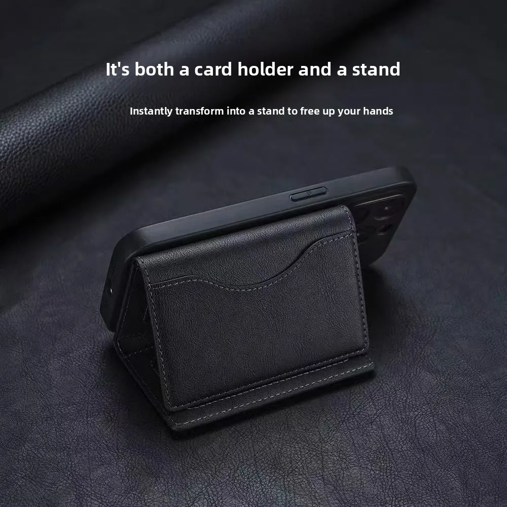 Short Card Holder Suitable for Mobile Phone Back Sticker Wallet Card Holder magsafe Magnetic Suction Leather Holder for iPhone