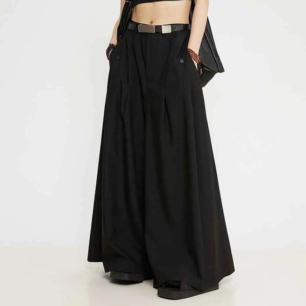 

XS-5XL зимняя мужская однотонная широкая юбка брюки американский ретро модный тренд High Street свободные повседневные нишевые мужские штаны