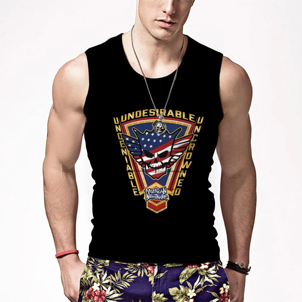 Męska czarna Cody Rhodes niezaprzeczalna kamizelka 2023 New Summer Sport Men Tight moda z najwyższej półki odzież męska t-shirt