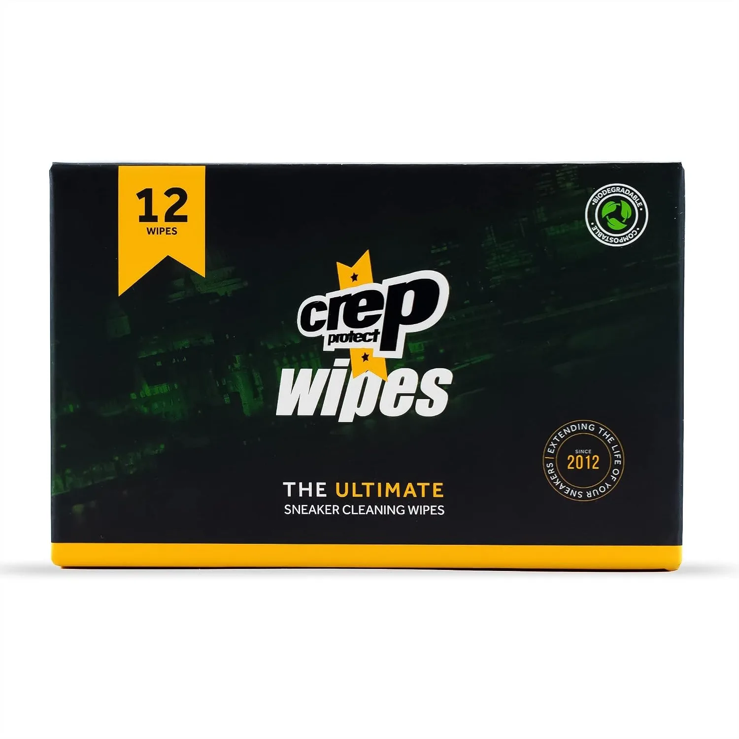 Sneaker Cleaning Wipes for Quick Dirt & Scuff Removal - Individually Wrapped, Dual-Sided, Biodegradable (Pack of 12)