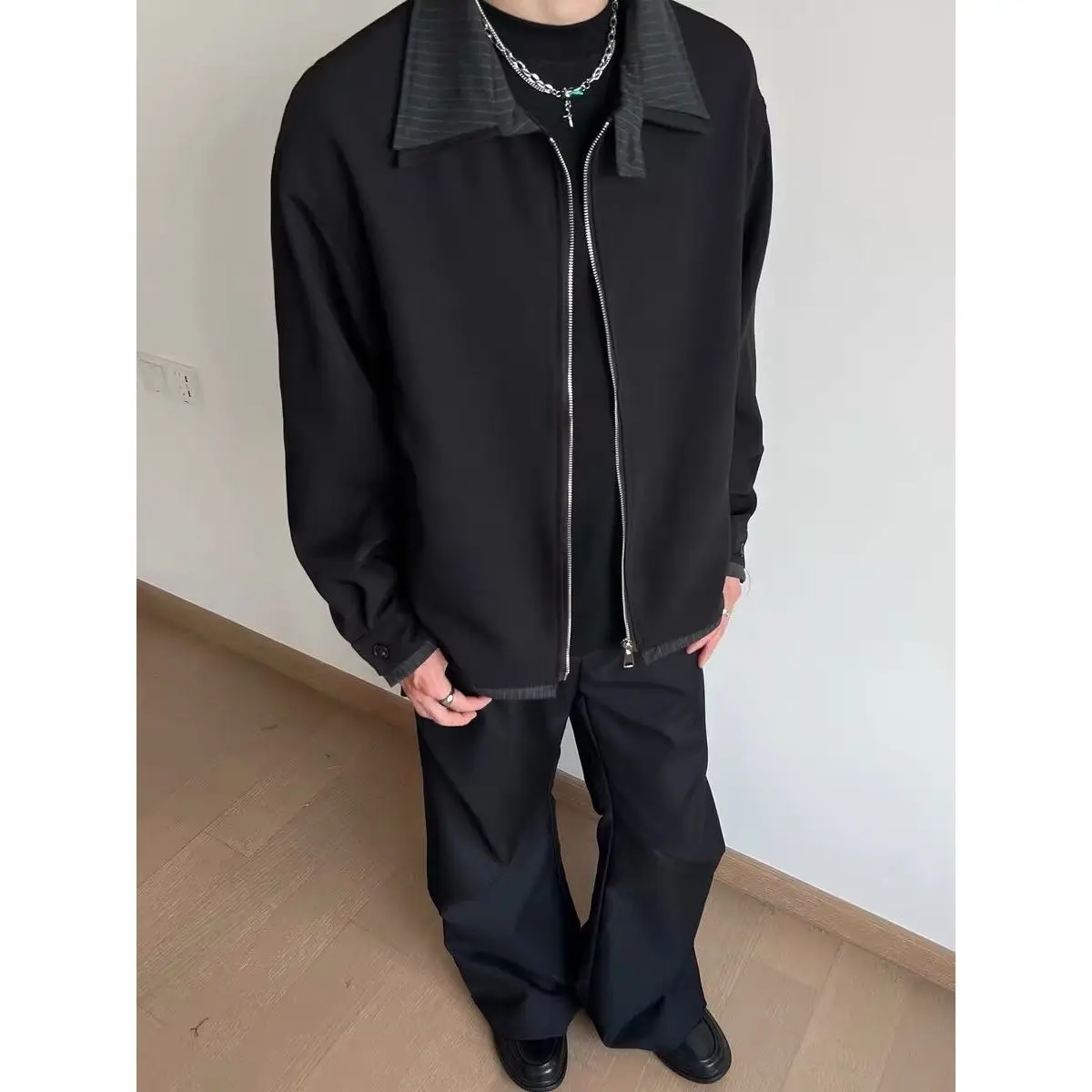 

Harajuku Sle Faionable Смешанное волокно TR Воздушный слой Двойной воротник Джанет Простой дизайн Универсальная повседневная зимняя верхняя одежда