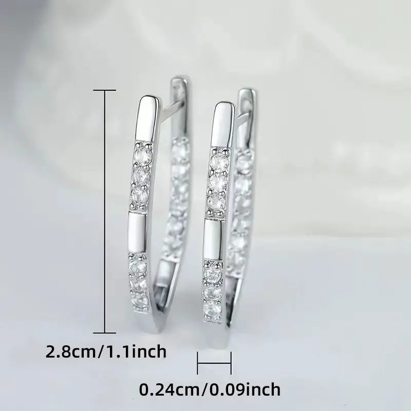 Anziw Clip Earrings Gold/Silver Color For Women Girl V-Shaped Moissanite Hoop Huggie Earrings Wedding Jewelry 14K Gold Filled - view 4