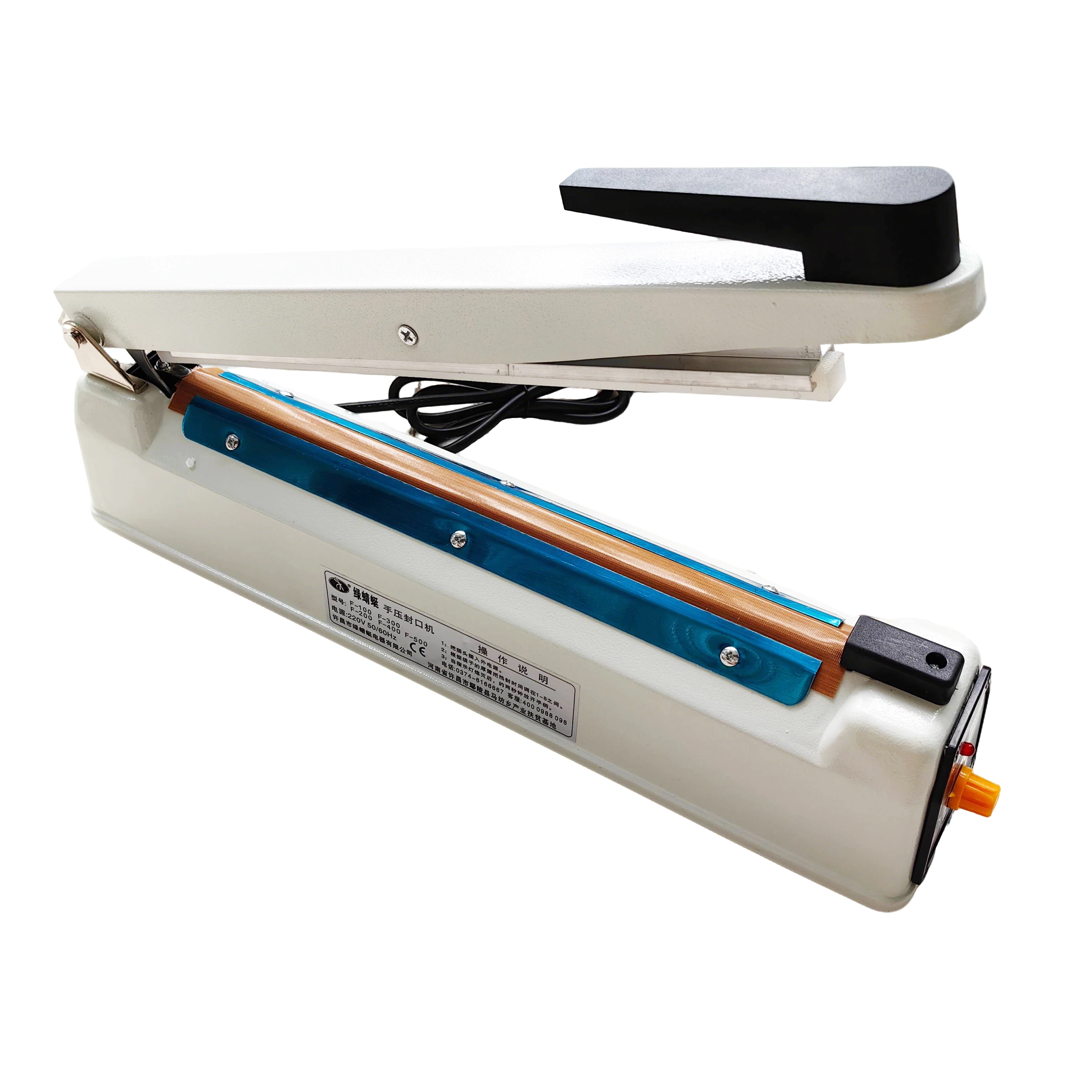 Electric Heat Hand Press Sealer With code Food Plastic Bag Sealer Metal Case 40mm 8mm width Impulse Sealing Machine