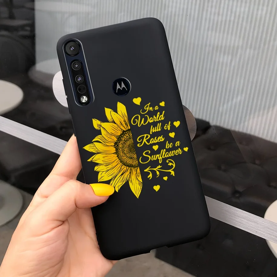 For Motorola One Macro Case Fashion Black Silicone Lattice Cartoon Soft Cover For Moto One Macro 2019 Shockproof Bumper TPU Capa