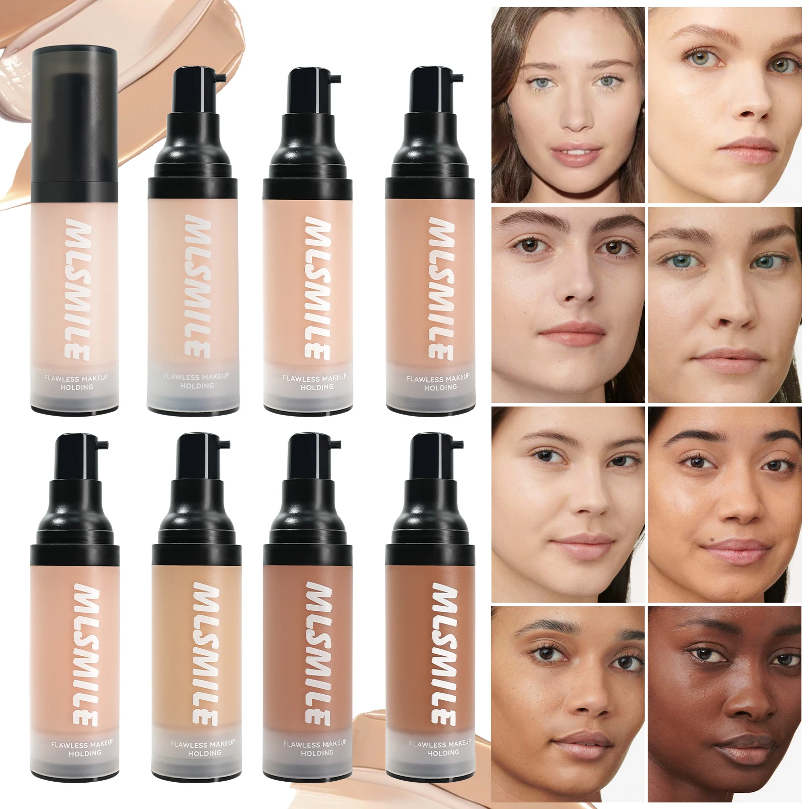 Face Foundation Cream Oil-Control Matte BBCream Waterproof Lasting Concealer Liquid Full Coverage Matte Base Professional Makeup