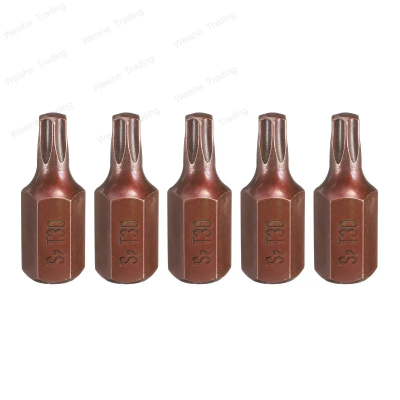 T20 T25 T27 T30 T35 T40 T45 T50 T55 M5 M6 M8 M10 M12 Screwdriver Bit Hex Shank 30mm S2 Steel Security Tamper Proof Head Bit