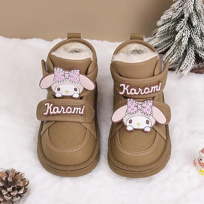 

2024 Sanrio Kawaii Anime My Melody Snow Boots Girls Heart Cute Cartoon Fleece Thickened Non-Slip Cotton Boots Tide Gift for Kid